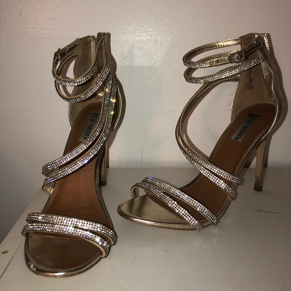 Gold Crystal Steve Madden Heels - Picture 1 of 4